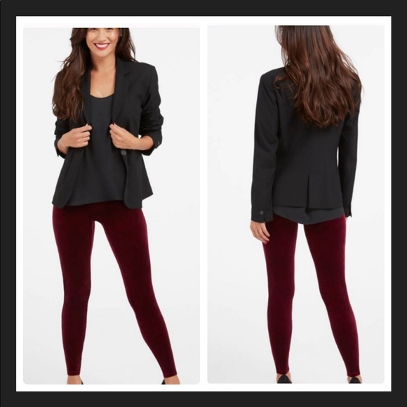 Spanx Velvet Leggings Burgundy High 